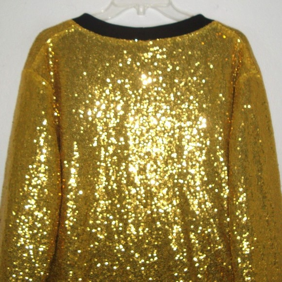 NWT  Gold Sequin Open Front Lined Jacket - Picture 7 of 8